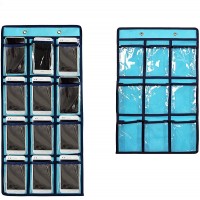 NIMES Hanging Closet Underwear Sock Jewelry Storage Over The Door Classroom Cell Phone Calculator Organizer Clear Pockets BLUE-12 & 9 Pockets Pack - BB5PD6OWF