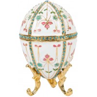 QIFU-Hand Painted Enameled Faberge Egg Style Decorative Hinged Jewelry Trinket Box Unique Gift for Home Decor - BH09OQTR3