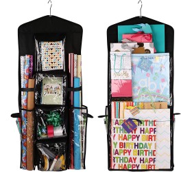 Regal Bazaar Double-Sided Hanging Gift Bag and Gift Wrap Organizer Black - B0WRZM12G