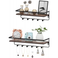Rempry Hanging Jewelry Organizer Wall Mounted Shelves with Hooks Storage Wall Shelf Display Earrings Necklaces Bracelet Holder for Kitchen Bathroom Bedroom Set of 2 - BXG940ZZC