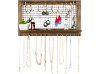 Rustic Jewelry Organizer with Bracelet Rod Wall Mounted Wooden Wall Mount Holder for Earrings Necklaces Bracelets and Many Other Accessories SoCal Buttercup - BK71UTMLH