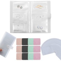 Transparent Jewelry Storage Book Portable Travel Jewelry Earring Organizer Storage Book for Rings Necklace Bracelets Stud 120 Grids + 100 Thicken Ziplock Bags + 12 Jewelry Cleaning Cloth - BP18OFWIK