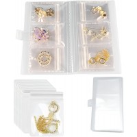 Yuzzy Transparent Jewelry Storage Book Jewelry Travel Organizer Anti Oxidation Jewelry Storage Organizer Bag with Pockets. 84 Card Slots and 50 Ziplock Bags - BG9MR4086