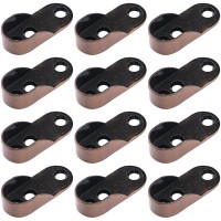 Antrader 12 Pack Oval Closet Rod End Supports Screw on Type Rod Socket Flange Holder Set Copper Tone 19mm x 45mm - BC8MHDN4P