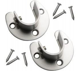 HSCGIN Closet Rod Bracket 2PCS Silver Stainless Steel Closet Rod Flange Holders Sockets with Screws for Clothes Hanger Rod Curtain Rod - BKYCNQ9CU