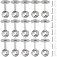 SEUNMUK 15 Pack 1-1 4 Inch Shower Curtain Closet Rod Holder Stainless Steel Curtain Rod Ceiling-Mounted Bracket Curtain Rod Holders with Mounting Screws Silver Brushed Finish - BM6A1KSLK