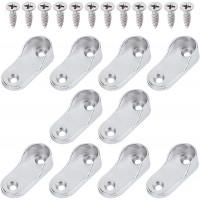 Yinpecly Oval Closet Rod End Supports Zinc Alloy Socket End Support Pipe Bracket U-Shaped Flange for 19.5mm Dia Rods Wardrobe Closet Silver Tone 10pcs - BLH2FW3LM