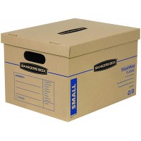 Bankers Box SmoothMove Classic Moving Boxes Tape-Free Assembly Easy Carry Handles Small 15 x 12 x 10 Inches 5 Pack 7714902 - BC9KWJTIC