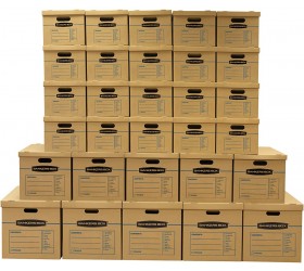 Bankers Box SmoothMove Classic Moving Kit Boxes Tape-Free Assembly Easy Carry Handles,20 Small 5 Medium 5 Large 30 Pack 7716501 Brown - B3RVTM8IF