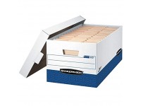 Bankers Box® Presto™ Heavy-Duty Storage Boxes With Locking Lift-Off Lids And Built-In Handles Letter Size 24" x 12" x 10" 60% Recycled White Blue Case Of 12 - BT4U3W27D