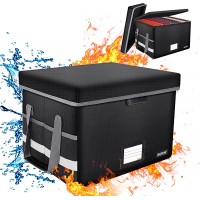 Fireproof File Box with Lock,ENGPOW Locking File Box with Lid,Collapsible File Organizer Box Storage Bin Portable Document Filing Cabinet for Hanging Letter Legal Folder,Toys,Home Organization,Black - BBS6P9O6Y