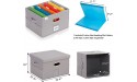 Gakky Sto File Organizer Box for Hanging Files with Lid Collapsible File Box for File Folder Storage ,document organizer box File Storage Organizer for Letter Legal Grey 1 SET ,with 5 Folders - B9PFK4ES8