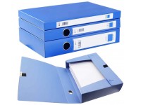 H&W 3 Pack A4 Storage Archives Cases File Boxes Plastic with Lid Box File Height 35 55 75mm Blue WG3-Z1 - B8D9DDBNU