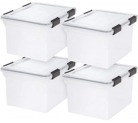 IRIS USA 32 Quart Weathertight Plastic Storage Bin Tote Organizing Container with Durable Lid and Seal and Secure Latching Buckles 4 Pack - BPK226FP3