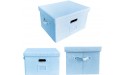 JSungo File Organizer Box Office Document Storage with Lid Collapsible Linen Hanging Filing Organization Home Portable Storage with Handle Letter Size Legal Folder Blue - BV8Q63BY4