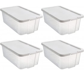 Peohud 4 Pack Plastic Storage Box 5.4 Qt Organizing Containers with Lids Clear Storage Bins for Shoes Toys Socks Cloth Cabinet Kitchen Bathroom - BC0D9I1OR