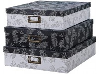 SLPR Decorative Storage Cardboard Boxes with Lids Set of 3 Feathers | Black and White Nesting Gift Boxes for Keepsake Photos - BTC0UOBM4