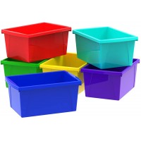 Storex 61515U06C Classroom Storage Bin Assorted Colors Color Assortment Will Vary Case of 6 5.5 Gallon; 16.75 x 11.88 x 8.25 Inches - BUCGDQIIK