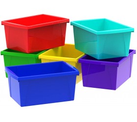 Storex 61515U06C Classroom Storage Bin Assorted Colors Color Assortment Will Vary Case of 6 5.5 Gallon; 16.75 x 11.88 x 8.25 Inches - BUCGDQIIK