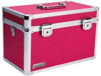 Vaultz Portable Safe Box 14 L x 9.12 H x 8.5 W Inch Large Storage Box with Lock Mesh Pocket & Adjustable Compartments for Cash Documents and Valuables Pink Bling - BUIVGJ2WT