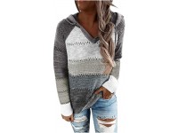 Hoodies for Women Casual Button Down Drawstring Pullover Hooded Sweatshirts Long Sleeve Fall Tops Sweaters ShirtsGray 3XL - BNHUG3KSQ