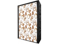 Ambesonne Coffee Portable Fabric Wardrobe Conceptual Watercolor Art with Beans and Spilled Java Drops Circular Stains Clothing Organizer and Storage Closet with Shelves 42.5" Pale Brown White - B2DB3ZIY1