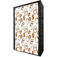 Ambesonne Coffee Portable Fabric Wardrobe Conceptual Watercolor Art with Beans and Spilled Java Drops Circular Stains Clothing Organizer and Storage Closet with Shelves 42.5" Pale Brown White - B2DB3ZIY1
