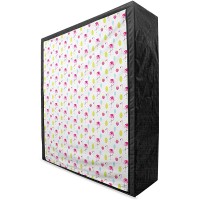 Ambesonne Flamingo Portable Fabric Wardrobe Cheerful Exotic Summer Holiday Pattern Cartoon Ice Cream Raspberry Palm Leaves Clothing Organizer and Storage Closet with Shelves 59 Multicolor - BKX263CYR