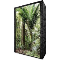 Ambesonne Forest Portable Fabric Wardrobe Foliage Tropical Jungle South American Growth Untouched Nature Vegetation Clothing Organizer and Storage Closet with Shelves 42.5 Green Brown - BBSKGG2VD