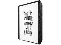 Ambesonne Im Mermaid Portable Fabric Wardrobe Words in Favor of Optimistic Outlook Towards Life Changing Attitudes Slogan Clothing Organizer and Storage Closet with Shelves 42.5" Black White - BNA1PUIBY