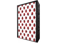 Ambesonne Ladybugs Portable Fabric Wardrobe Cross-Stitch Insect Model Animal Pixel Art Orderly Repeated Pattern Clothing Organizer and Storage Closet with Shelves 42.5" White Scarlet and Black - BZBSN5PMO