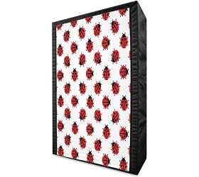 Ambesonne Ladybugs Portable Fabric Wardrobe Cross-Stitch Insect Model Animal Pixel Art Orderly Repeated Pattern Clothing Organizer and Storage Closet with Shelves 42.5 White Scarlet and Black - BZBSN5PMO