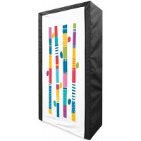 Ambesonne Minimalist Portable Fabric Wardrobe Isolated Illustration of Cartoonish Colorful Abstract Horizontal Bamboo Sticks Clothing Organizer and Storage Closet with Shelves 33.5 Multicolor - B3SZZZ5CH