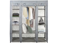 Livebest 69" High Non-Woven Fabric Portable Wardrobe Closet with Cover Doors-12 Storage Shelves 120 lbs Heavy Duty,59" L x 18" W x 69" H - BAPMD3RLJ
