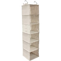 Nouvelle Legende 6-Shelf Hanging Closet Organizer — Collapsible Shelves for Shoes Clothes Storage Beige 12" W x 12" D x 50" H - BMFMSF6PV