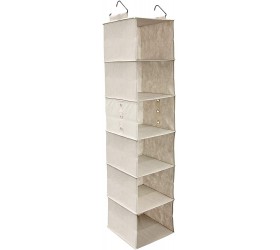 Nouvelle Legende 6-Shelf Hanging Closet Organizer — Collapsible Shelves for Shoes Clothes Storage Beige 12 W x 12 D x 50 H - BMFMSF6PV