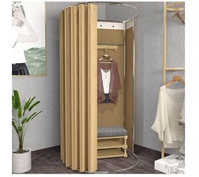 SHIJINHAO Portable Locker Room Simple Shade Movable Wardrobe Mobile Track Privacy Protection Changing Room for Store Bedroom Color : Gold Size : 85x80x200cm - BJ10YDTMQ