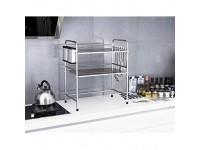 Stainless steel kitchen rack microwave oven rack storage rack dressing rack Packages: Shelf 1 Knife stand 1 Chopsticks tube 1 Hook 6  Size : 58CM  Style : C  - BKVUHZGX2