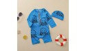 SUSHANG Kids Toddler Boys Fish Print Short Sleeve One-Piece Swimwear Swimsuit with Swimming Cap Zipper Bathing Suit 1-6T - B0L9BODXK