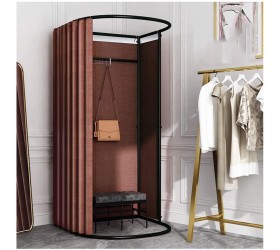 ZHANGWN Clothing Store Fitting Room Clothing Store Fitting Room Foldable Changing Dressing Room Tent Moveable Privacy Shelter with Metal Frame Shelf Color : Brown Size : 80x200cm - B4DEQOC2D