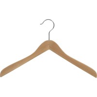 Concave Wooden Top Hanger with Natural Finish Thick Curved Coat Hangers with Chrome Swivel Hook for Jackets or Fine Shirts Set of 12 by The Great American Hanger Company - B7U7ZZRNP