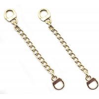 HAND Set of 2 Gold Tone Metal Sew On Metal Coat Hangers Hanging Chain Loops 8.5 cm Long - BABPX28QV