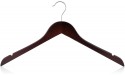 HANGERWORLD 5 Mahogany 17.7inch Wooden Notched Coat Clothes Garment Top Hangers Metal Swivel Hook - BV89MU6MA