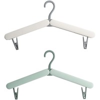 Sazfli Foldable Coat Hangers Portable Travel Collapsible Hangers with Clips for Clothes and Coats 2 Pcs - BD8R1NLMX