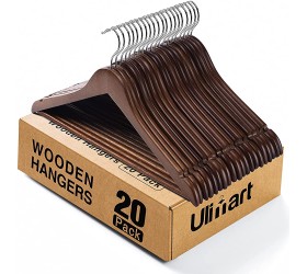 Ulimart Wooden Hangers Wood Hangers 20 Pack Coat Hangers for Closet Clothes Hangers Wooden for Suit Jeans Walnut - BEW6U00MJ