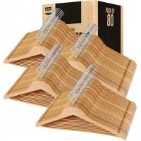 Utopia Home Premium Wooden Hangers Suit Hangers Bulk Pack of 80 Natural Finish - BHZFY9MYO