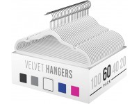Velvet Clothes Hangers 20 40 60 100 Packs Heavy Duty Durable Coat and Clothes Hangers | Vibrant Color Hangers | Lightweight Space Saving Laundry Hangers 60 Pack White - BFI9RB1IF