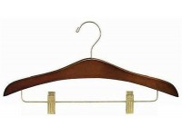 16" Decorative Wooden Suit Hanger w Clips Walnut Brass Pack of 25  for Clothes Hangers - B9KJVHJ7A
