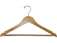 Bamboo Suit Hanger with Black Vinyl Bar Eco-Friendly 17 Inch Flat Wooden Hangers with Lacquer Finish & Chrome Swivel Hook Set of 12 by The Great American Hanger Company - B597AXI7E