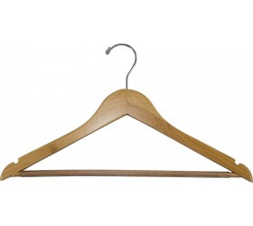 Bamboo Suit Hanger with Black Vinyl Bar Eco-Friendly 17 Inch Flat Wooden Hangers with Lacquer Finish & Chrome Swivel Hook Set of 12 by The Great American Hanger Company - B597AXI7E